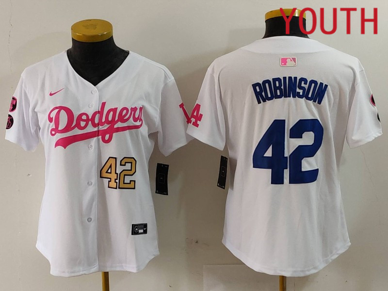 Youth Los Angeles Dodgers 42 Robinson White joint name 2024 Nike MLB Jersey style 9123